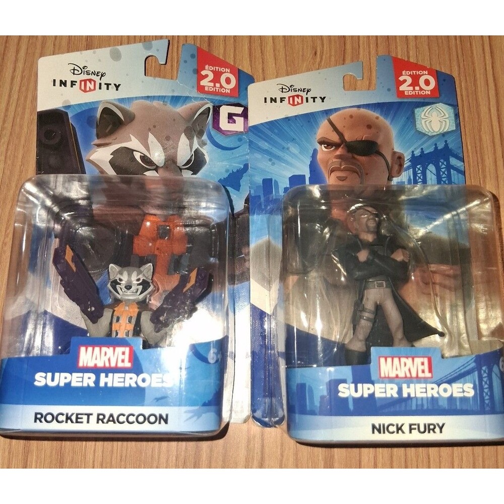 Disney Infinity 2.0 Marvel Super Heroes Rocket Raccoon & Nick Fury Figures
